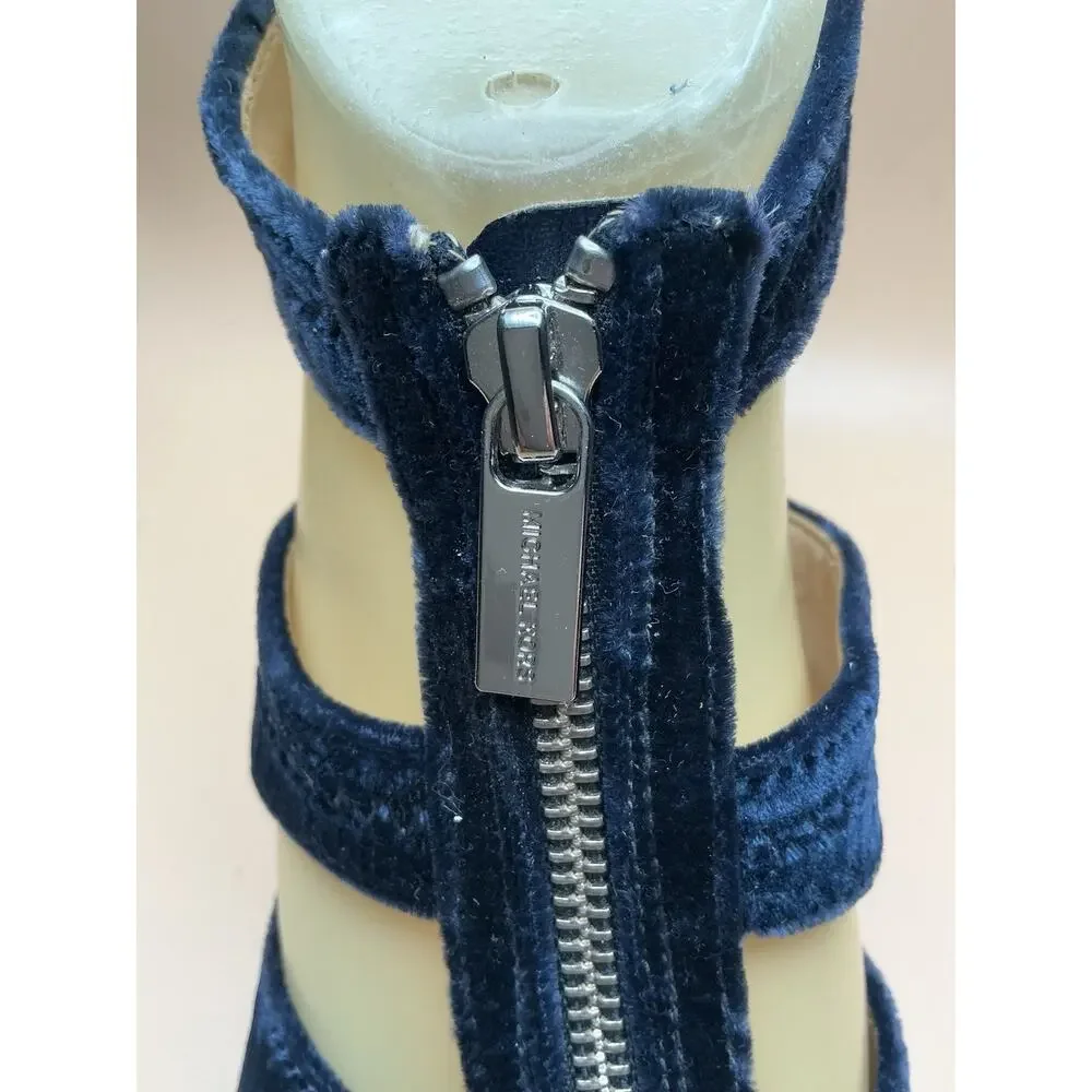 Michael Kors Berkley Blue‎ Velvet T-Strap Sz 9M, Preowned